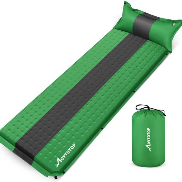 

memory inflatable sleeping pad camping padding cushion for hiking climbing 196x68x4cm (green) outdoor pads