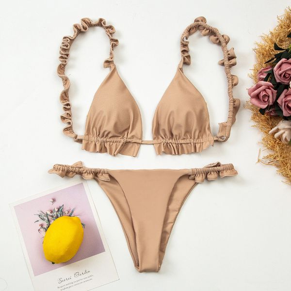 

womens thong low waist bottom padded triangle bikini bathing suit two pieces swimsuit ruched swimwear beachwearby air