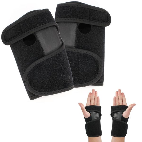 

wrist support adjust wristband steel brace splint fractures carpal tunnel sport sprain mouse hand wristbands, Black;red