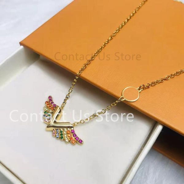 

pendant necklaces 2021 luxury rainbow wing necklace high-end brand presbyopia charm bag accessories car lady birthday gift, Silver