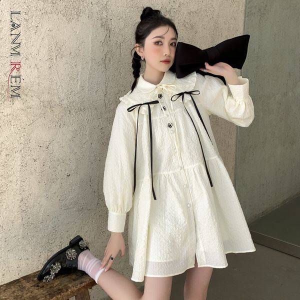 

women cute dress spring summer long sleeve female es with button bow short streetwear korean style 2d1298 210507, Black;gray