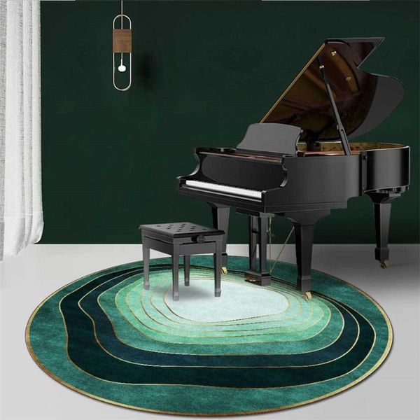 

carpets 2021 stylish modern simple green gold rim irregular circle living room bedroom hanging basket chair round floor mat carpet