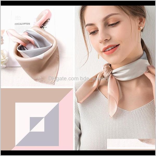 

hats, scarves & gloves fashion aessories2021 hangzhou square bag bandana 53*53cm 100percent real silk neckerchief wraps for ladies 12m/ nec, Blue;gray