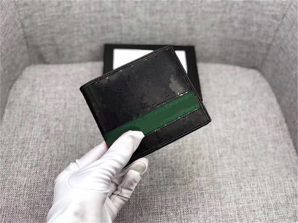 

dhl male genuine leather wallets money clips men women credit business card holders vintage red green purses 4 style with box, Black