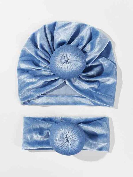 

baby ruched hat & headband she03, Yellow