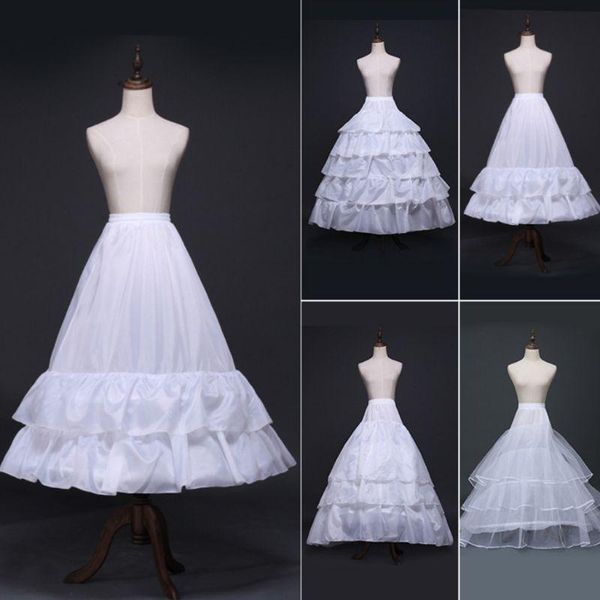 Юбки белые A-Line Vintage Hoop длинные кринолин юбка свадебное платье для свадьбы подставку подкладки с рыбным хозяйством