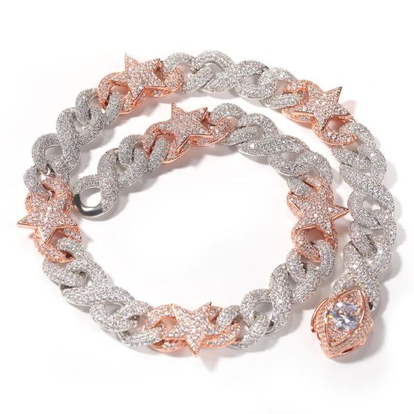 

chains hip hop jewelry 16mm miami eye clasp necklace for men two tone cuban link chain copper collier choker iced cubic zirconia gift, Silver