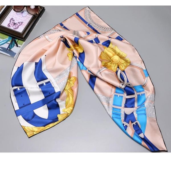 

scarves 100% silk scarf hijab foulard belts print women fashion shawl head 35" x, Blue;gray