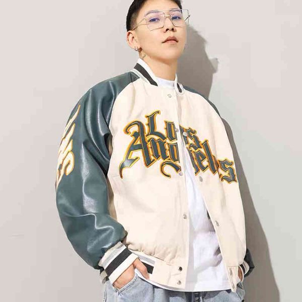 

2021 vintage american bomber et men streetwear letter embroidery baseball coat et's harajuku varsity ets size m-2xl, Black;brown