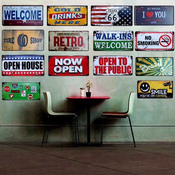 

22 styles Creative Logo Vintage Metal Car Plate Beer Plaque Bar Pub Garage Wall Home Decor Retro Decorative License Plat 15X30CM