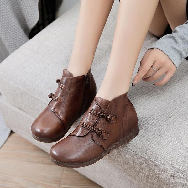 

boots national style short decorative side zipper single autumn and winter inner heightening, Black