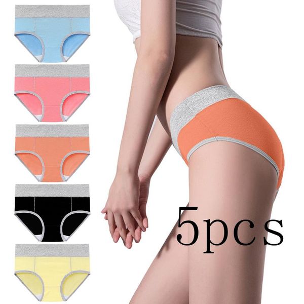 

yoga outfit 5pcs women's panties soft cotton seamless underwear set solid color breathable girls ladies lingerie pants
