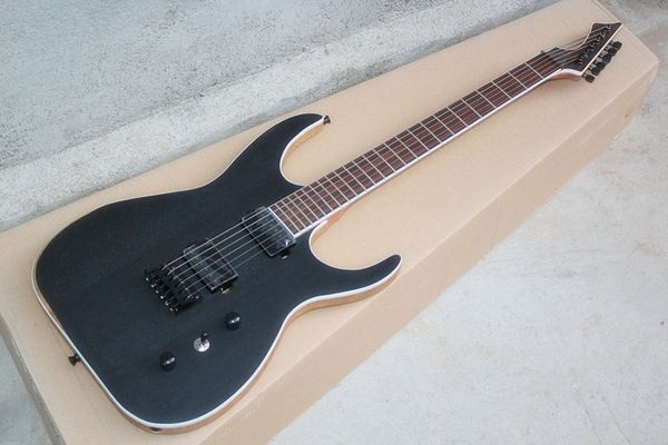 

six string 24 quality fixed bridge matte black electric guitar can be customized