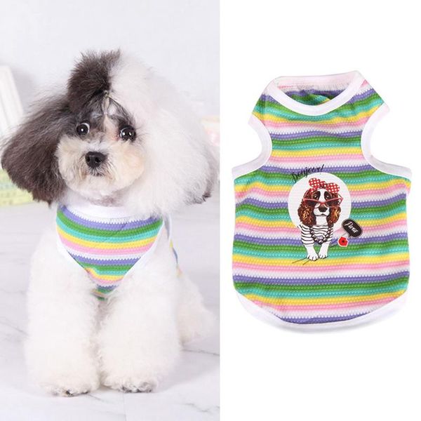 

dog apparel pet summer printed clothes stripes vest for cats and dogs small cotton sleeveless shirt puppy vests clothing
