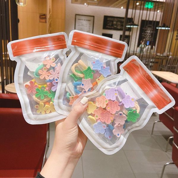 

cartoon candy color hair accessories for girls kids bands elastic rubber ropes hairband ponytail holder scrunchies headwear, Slivery;white