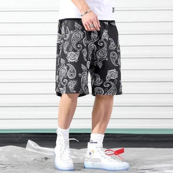 

men's shorts style summer men fashion loose breathable beach leisure fitness sports basketball running training, White;black