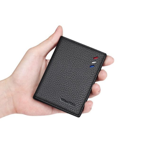 

card bag men ultra thin wallet bank set mini clip leather simple document cowhide rfid fashion, Red;black