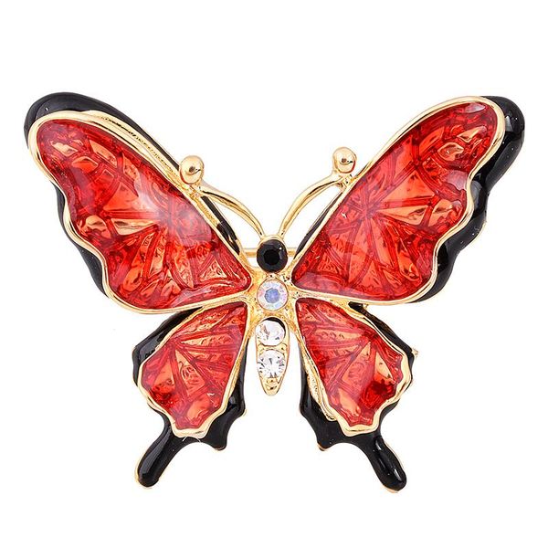 

pins, brooches obn vintage crystal 3d butterfly brooch hijab pins red enamel animal for dress scarf collar women party, Gray