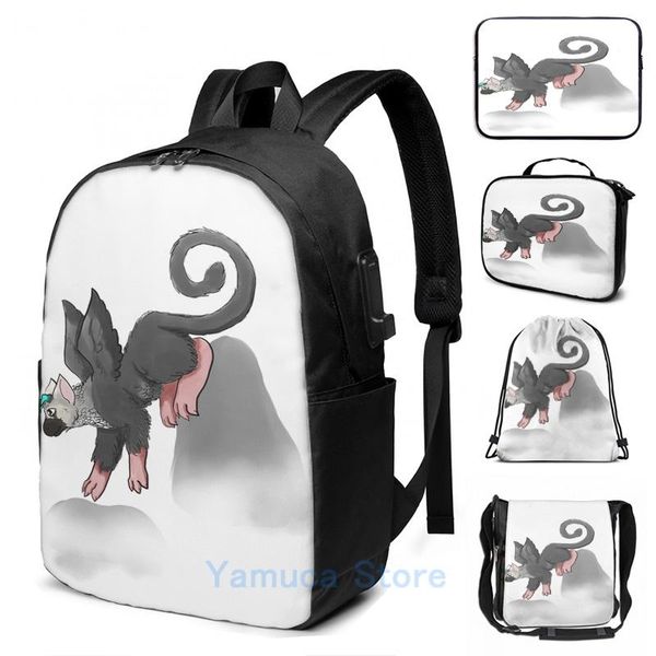 

backpack funny graphic print dreams of trico usb charge men school bags women bag travel laptop