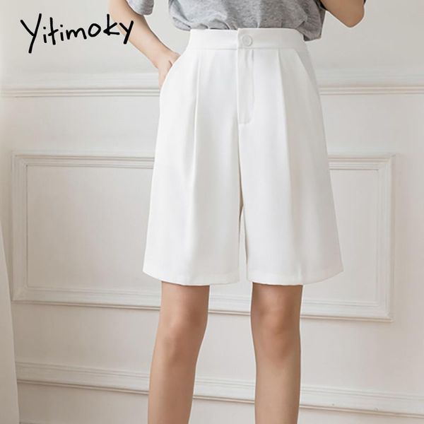 

women's shorts yitimoky suit women summer 2021 high waisted button up pockets elastic waist loose casual fashion white black