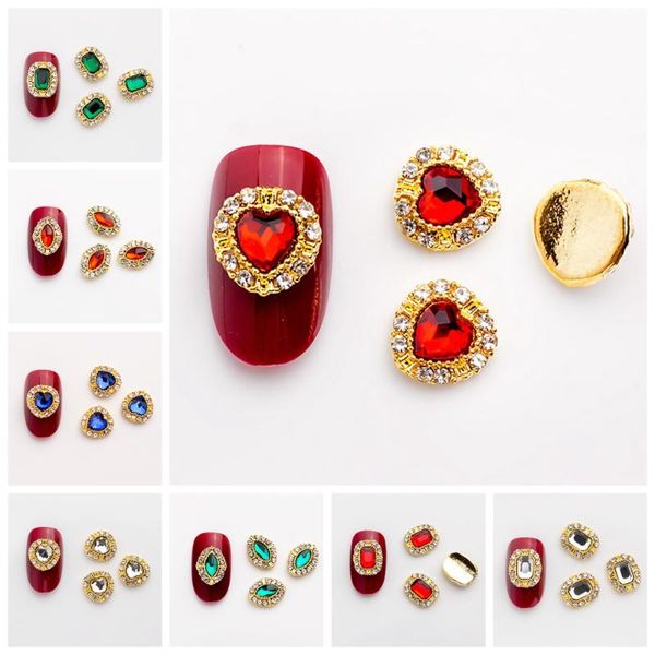 

nail art decorations 5pcs/set 3d decoration metal glass rhinestones japanese alloy glitter metallic sticker charms jewelry, Silver;gold