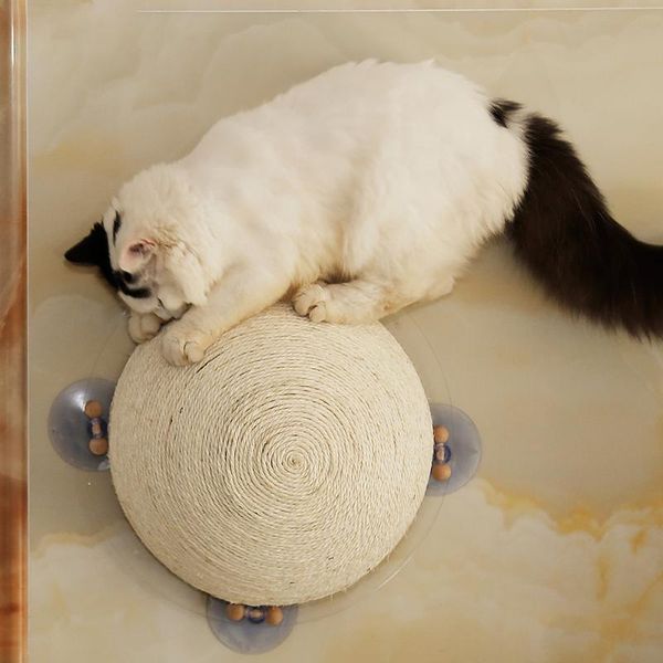

cat toys toy half ball scratcher sisal scratching domed with window suckers perch on wall for