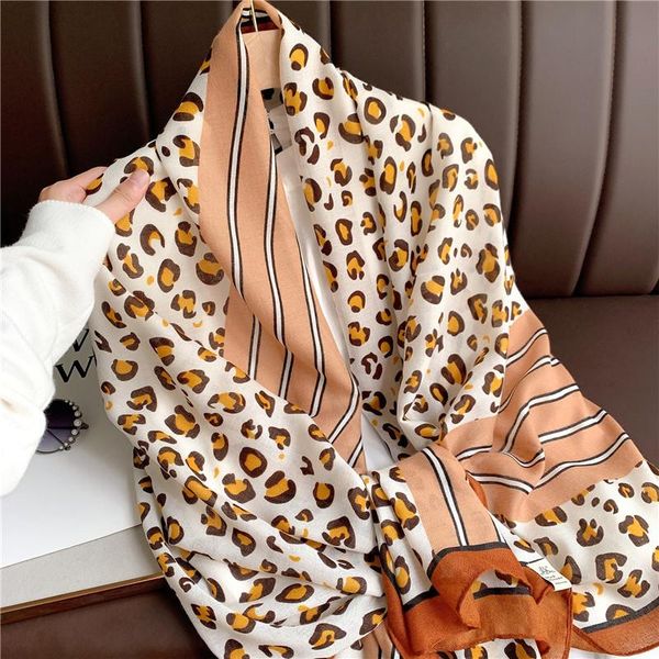 

scarves 2021 autumn and winter cotton scarf women hijab shawl wrap leopard print design pashmina beach stoles foulard female bufanda, Blue;gray
