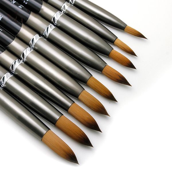 

kolinsky d nail brush crystal pen pure kolinsky hair acrylic round nail brush size 8/10/12/14/16/18/20/22/24 nail tool, Yellow