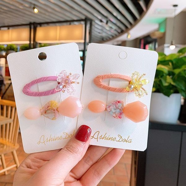 

hair accessories korean style girls candy color heart shell clip crystal beaded bb baby headdress for children fashion, Slivery;white