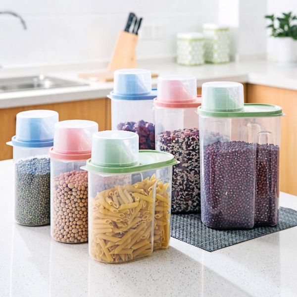 

storage bottles & jars moistureproof kitchen box sealing food preservation plastic fresh pot container transparent sealed crisper set