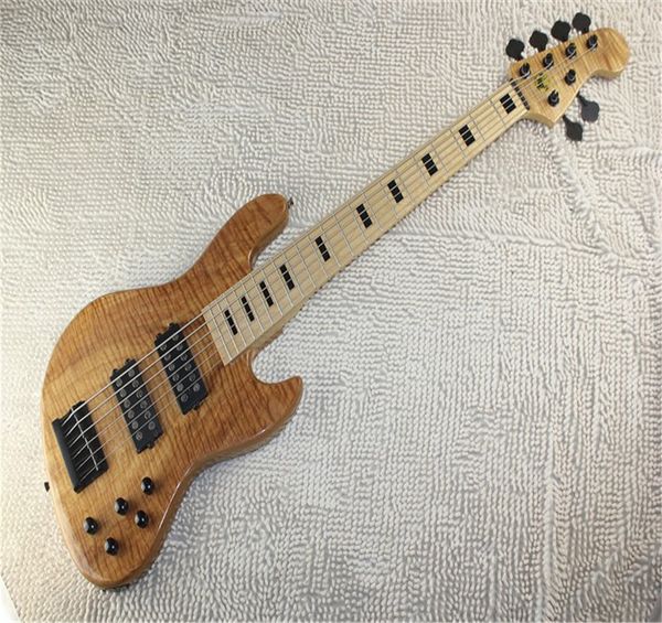 

earth standard 6 string bass guitar in burlywood with active pickup electric bass