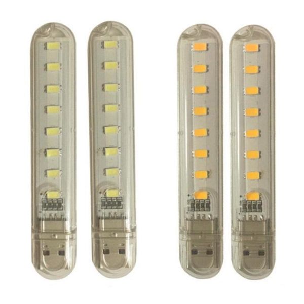 

night lights portable usb light white lamp 8 led book 5v for pc lap notebook computer mobile power camping