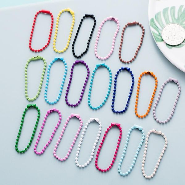 

keychains 20pcs/lot key chain diy hand made dolls label jewelry making tag connector ball bead chains spray paint, Silver