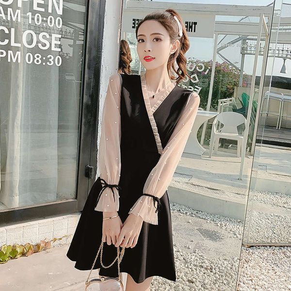 

casual minority french dresses yamamoto victorian autumn / winter waist closing dress, Black;gray