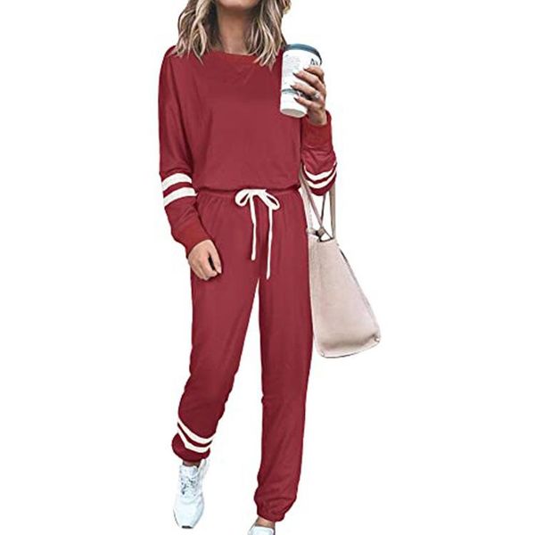 

2 women's pajamas, dyed jogging suit, long sleeves, round neck trousers, pajamas, ladies' home wear, White