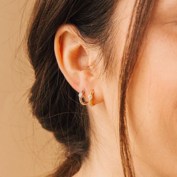 

hoop & huggie chengxun minimalist shining crystal hoops earrings for women girls classical female party jewelry gift, Golden;silver