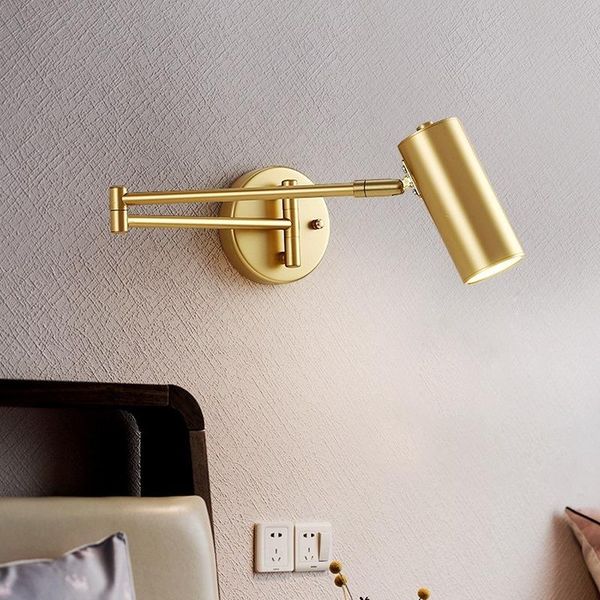 

wall lamp nordic led gold/black metal bedroom bedside moderntelescopic rocker spotlight creative sconce lighting