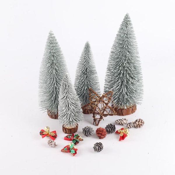

christmas decorations mini tree for home white pine needles snow table window decoration