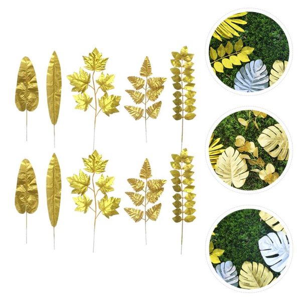 

set 30pcs simulated leaves plant pography background wall decors (golden) decorative flowers & wreaths