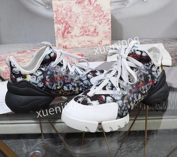 

2021 ladies graffiti white 35-46 shoes mens leather casual shoe flowers platforms print pattern fashion personality wild couple sneakers wom, Red;white