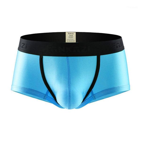 

underpants men silk underwear brand breathable boxer shorts printed cotton male panties u convex pouch cueca soft gay pants, Black;white