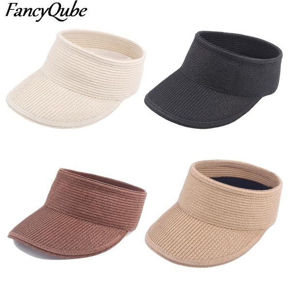

hats for women summer empty straw hat sunshade sunscreen beach sun female protect visor parent chid kids sunhat wide brim, Blue;gray