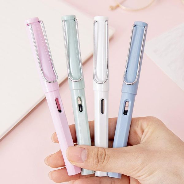 

fountain pens 20 pcs/lot kawaii macaroon pen cute posture replaceable ef nib signature school office writing supplies