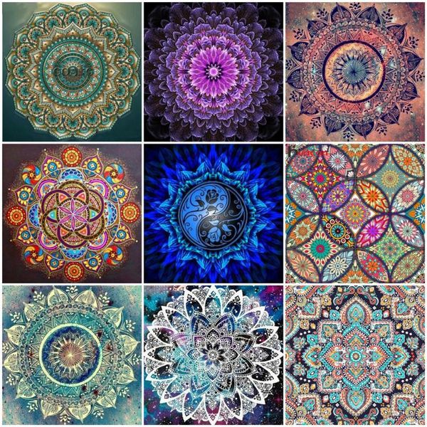 

diamond painting huacan full drill mandala cross stitch mosaic flowers wall decor home decoration