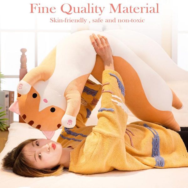 

cushion/decorative pillow long cat throw sleep seat cushion cojines almofada plush knee cute to send children decorativos 1pc