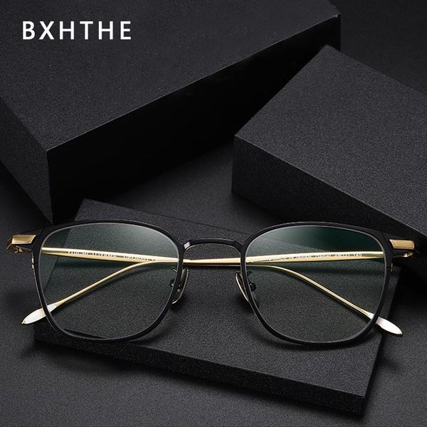 

fashion sunglasses frames pure titanium glasses frame men vintage square eyewear ultralight optical prescription brand designer eyeglasses w, Black