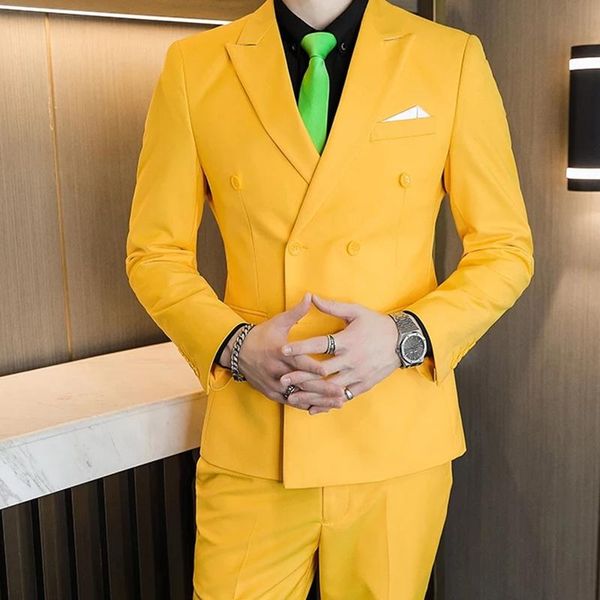 

men's suits & blazers 2021 tailor made fashion double breasted black men suit slim fit groom tuxedo for wedding beach party costome (ja, White;black