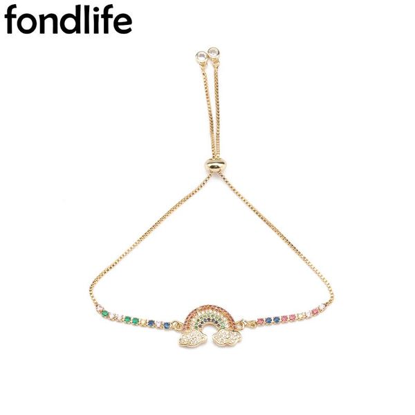 

charm bracelets cubic zirconia stone gold-plated rainbow bracelet girly feeling birthday gift for girlfriend temperament red string adjustab, Golden;silver