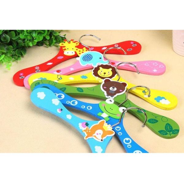 

fast shipping /lot new cute cartoon animals wooden kids clothes hanger baby children hanger 6 styles wholesale