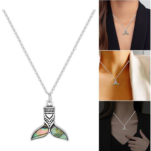 

chains trendy charm mermaid tail pendant necklace stylish jewelry gift for women girl, Silver